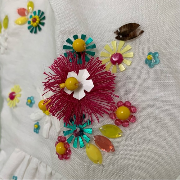 🟣J.Crew Linen Blend Embellished Peplum Tank Top - Picture 6 of 15